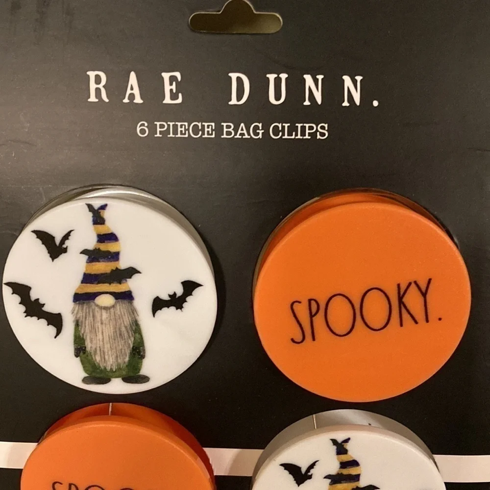 NEW Rae Dunn SPOOKY AND GNOMES W/ BATS  6 Piece Bag Chip Clips